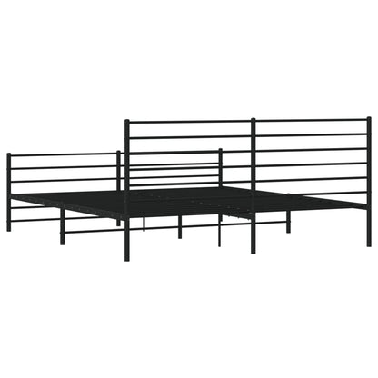 Estrutura de cama com cabeceira e pés 183x213 cm metal preto