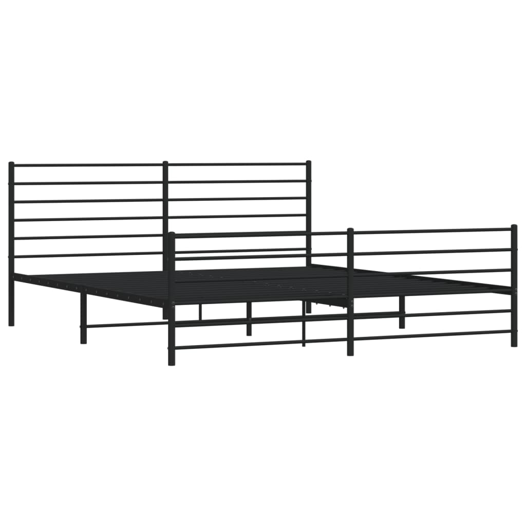 Estrutura de cama com cabeceira e pés 193x203 cm metal preto