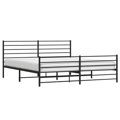 Estrutura de cama com cabeceira e pés 193x203 cm metal preto