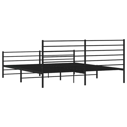 Estrutura de cama com cabeceira e pés 193x203 cm metal preto