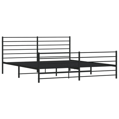 Estrutura de cama com cabeceira e pés 200x200 cm metal preto