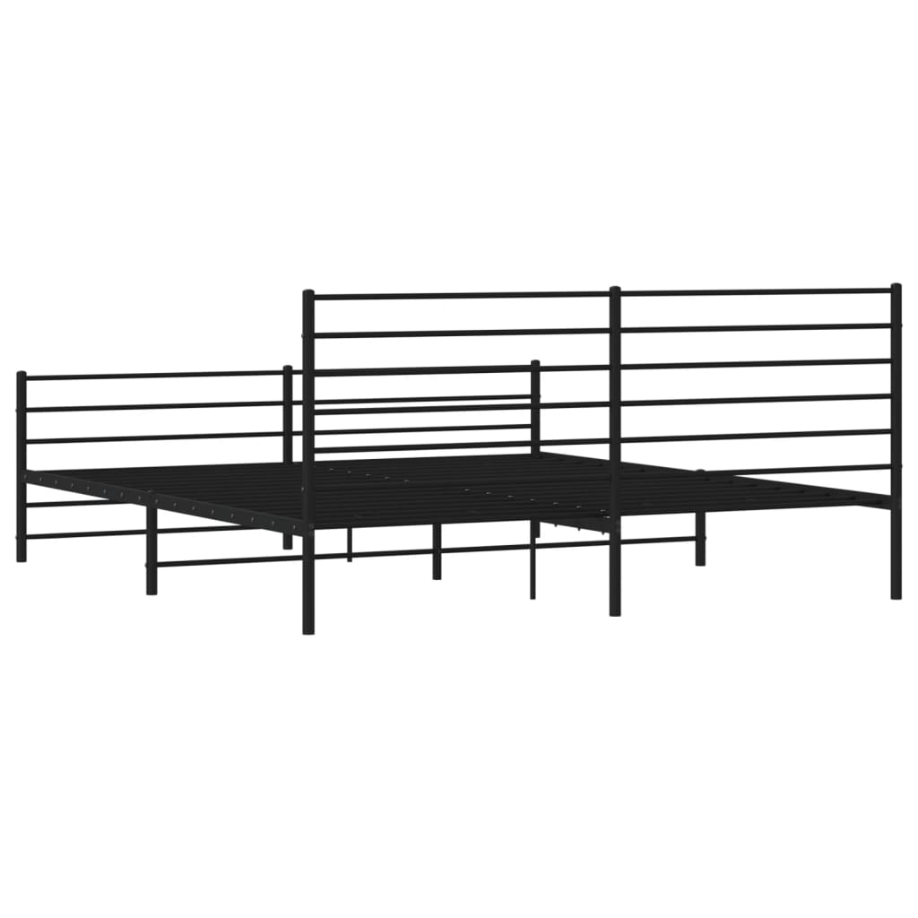 Estrutura de cama com cabeceira e pés 200x200 cm metal preto