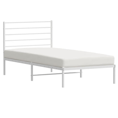 Estrutura de cama com cabeceira 75x190 cm metal branco