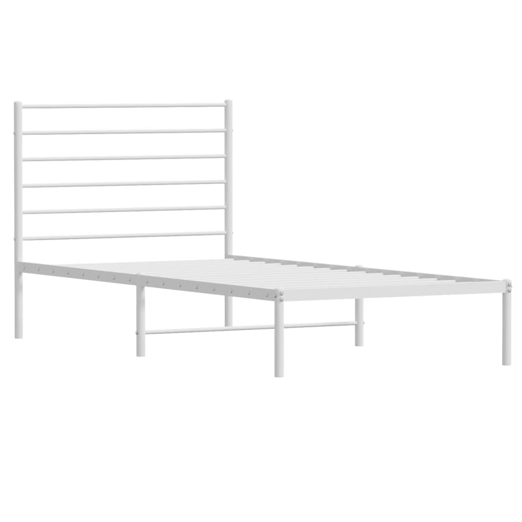 Estrutura de cama com cabeceira 75x190 cm metal branco