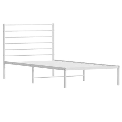 Estrutura de cama com cabeceira 75x190 cm metal branco