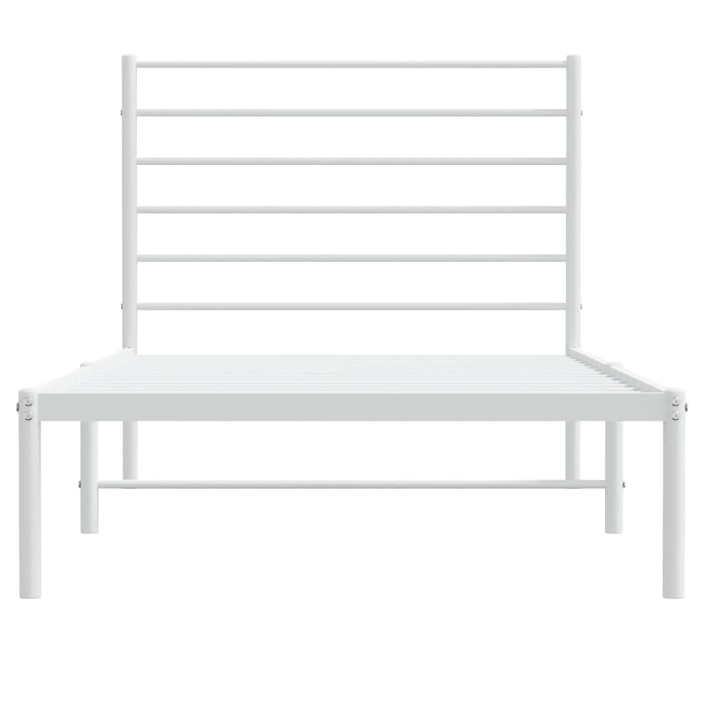 Estrutura de cama com cabeceira 75x190 cm metal branco