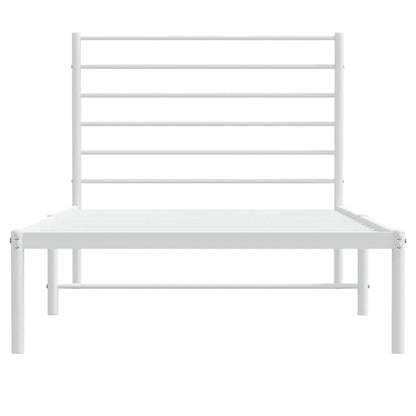 Estrutura de cama com cabeceira 75x190 cm metal branco