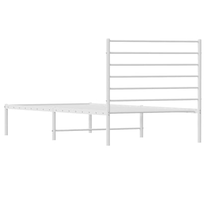 Estrutura de cama com cabeceira 75x190 cm metal branco