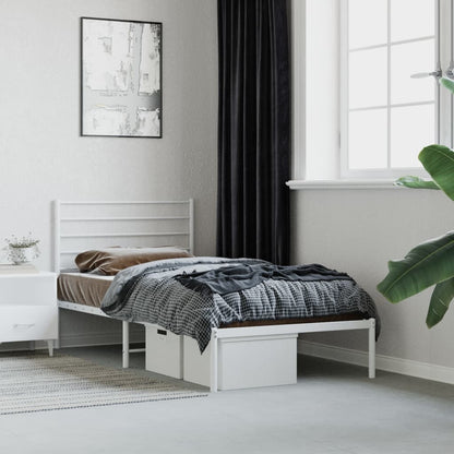 Estrutura de cama com cabeceira 80x200 cm metal branco