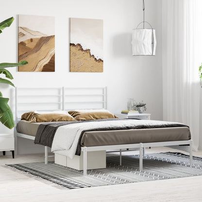 Estrutura de Cama com Cabeceira Lordy em Metal Branco - 120x190 cm - Design Moderno