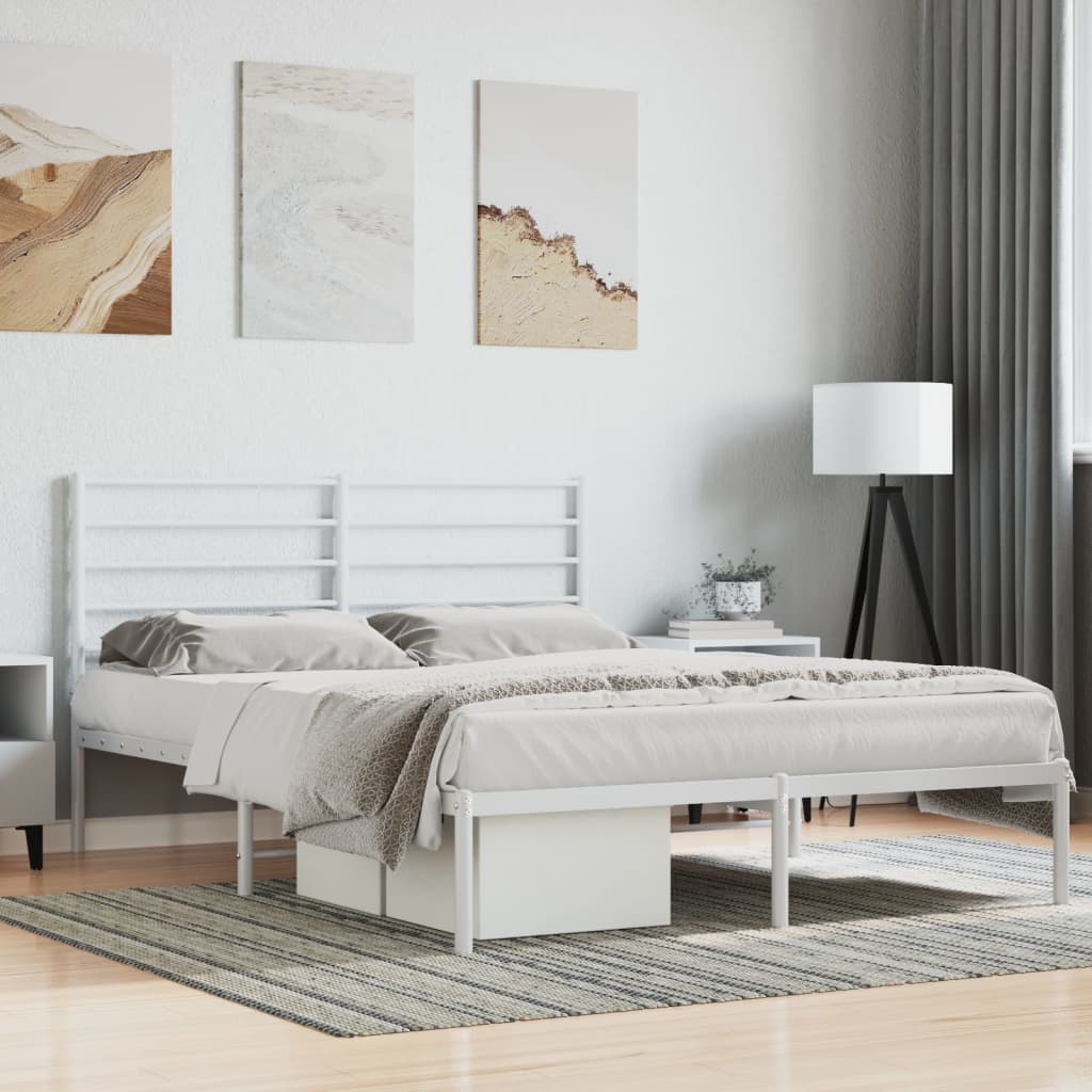 Estrutura de Cama com Cabeceira Lordy em Metal Branco - 120x190 cm - Design Moderno