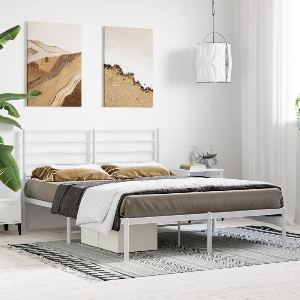 Estrutura de cama com cabeceira 120x200 cm metal branco