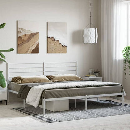 Estrutura de cama com cabeceira 183x213 cm metal branco