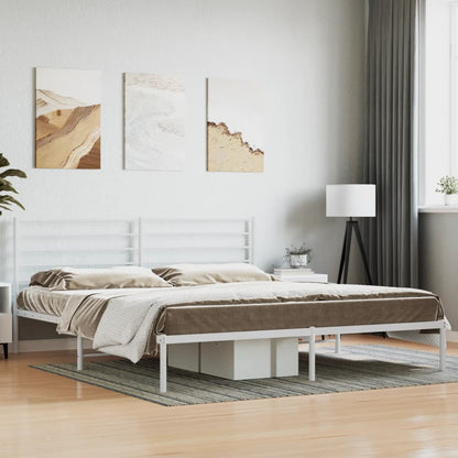 Estrutura de cama com cabeceira 183x213 cm metal branco