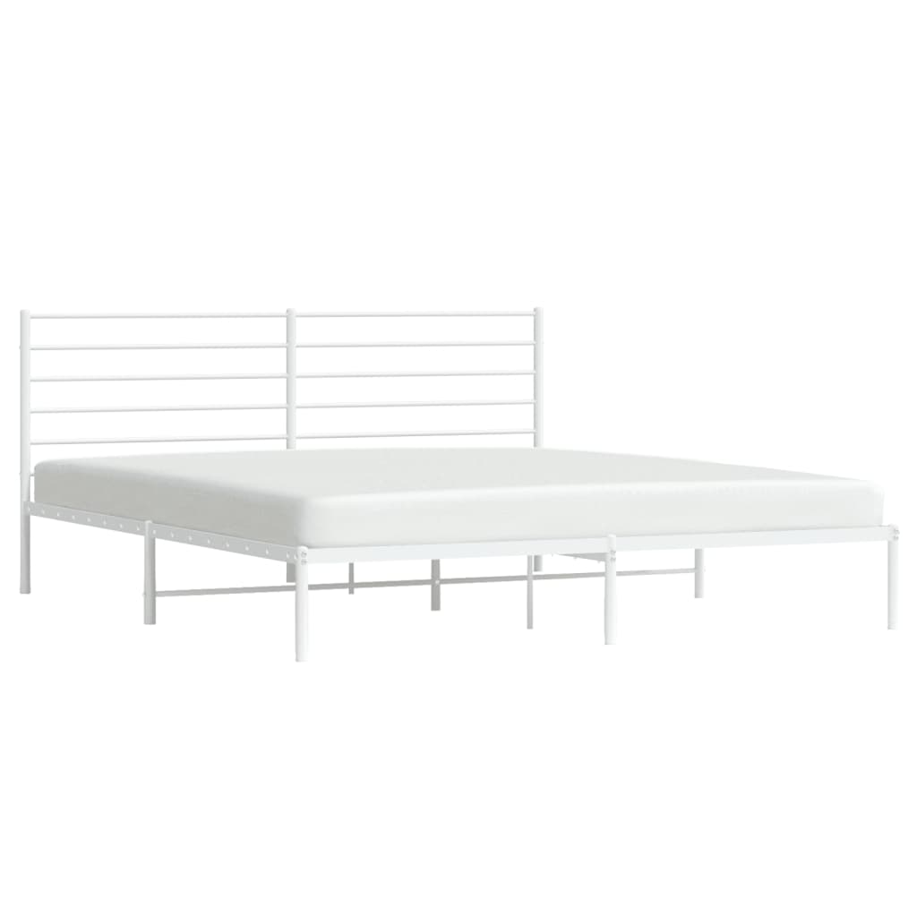 Estrutura de cama com cabeceira 200x200 cm metal branco