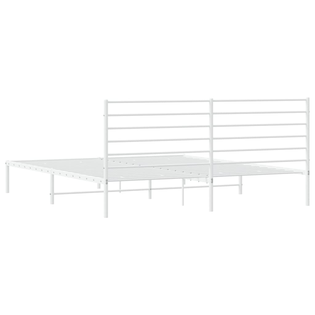 Estrutura de cama com cabeceira 200x200 cm metal branco