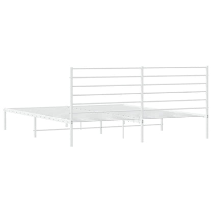 Estrutura de cama com cabeceira 200x200 cm metal branco