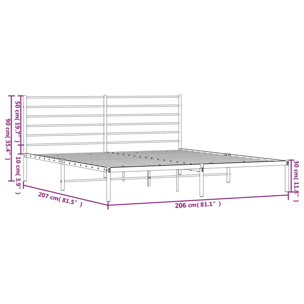 Estrutura de cama com cabeceira 200x200 cm metal branco