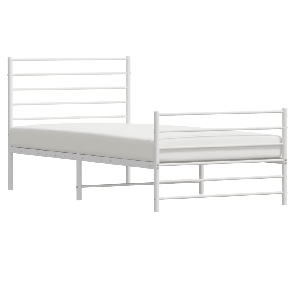 Estrutura de cama com cabeceira e pés 90x190 cm metal branco