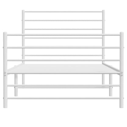 Estrutura de cama com cabeceira e pés 90x190 cm metal branco