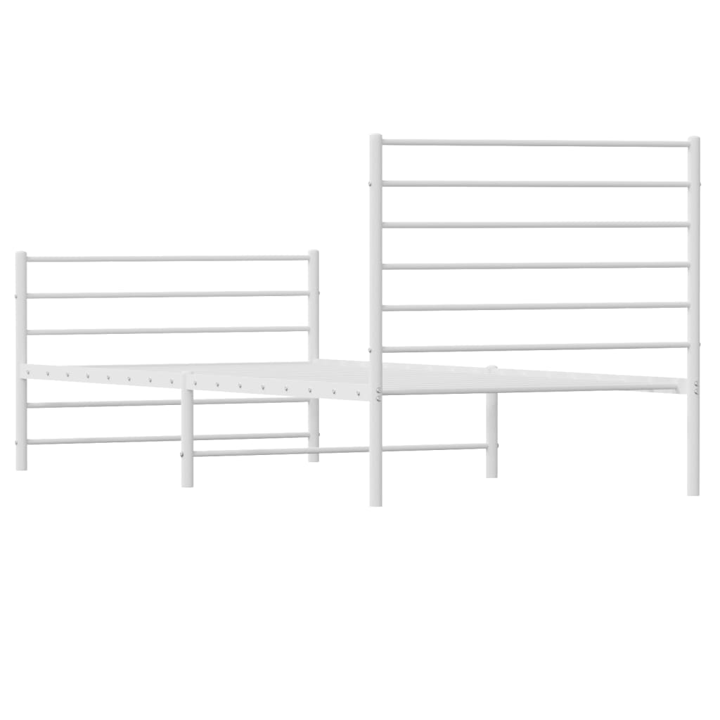 Estrutura de cama com cabeceira e pés 90x190 cm metal branco