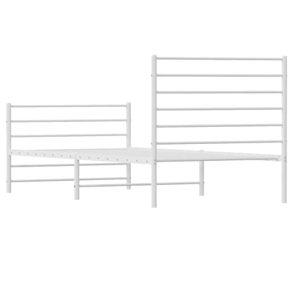 Estrutura de cama com cabeceira e pés 90x190 cm metal branco