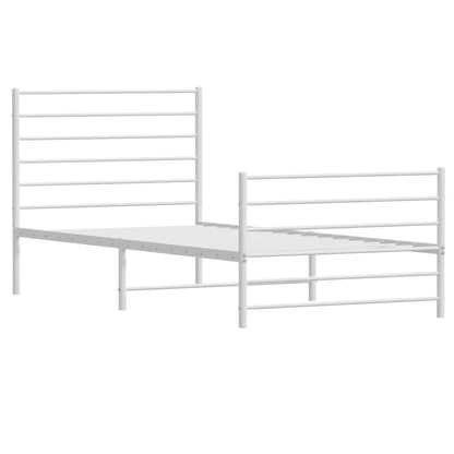 Estrutura de cama com cabeceira e pés 90x200 cm metal branco