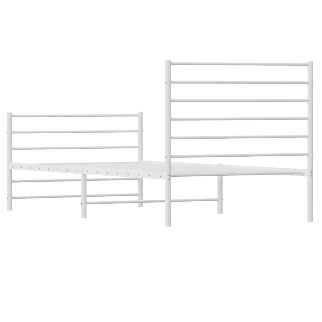 Estrutura de cama com cabeceira e pés 90x200 cm metal branco