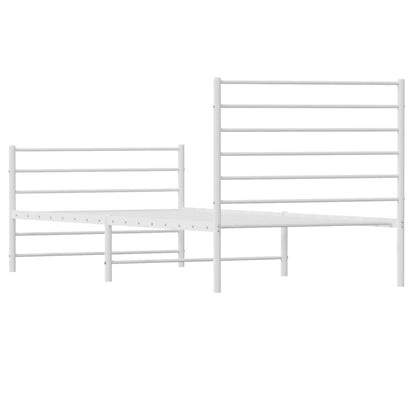 Estrutura de cama com cabeceira e pés 90x200 cm metal branco