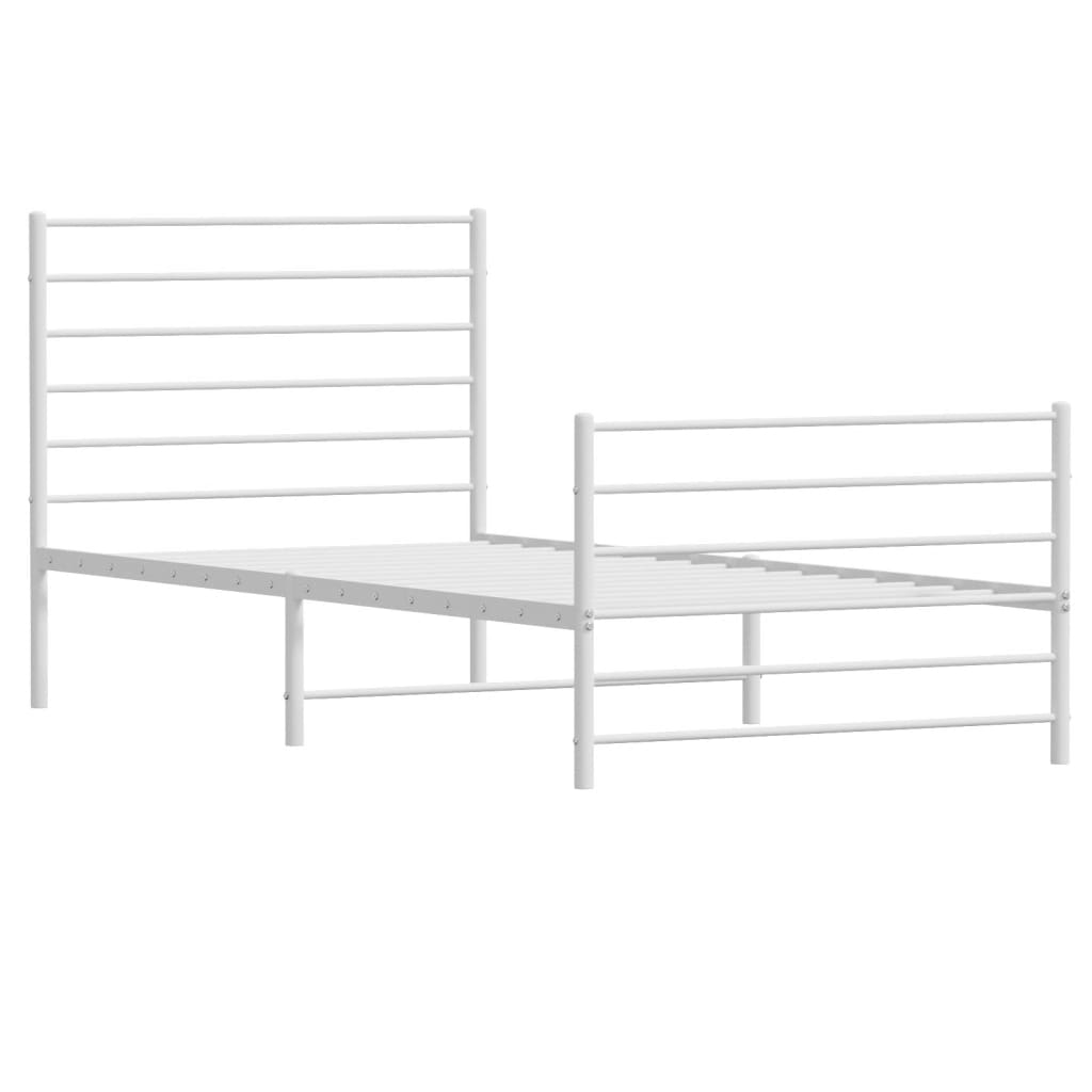 Estrutura de cama com cabeceira e pés 100x200 cm metal branco