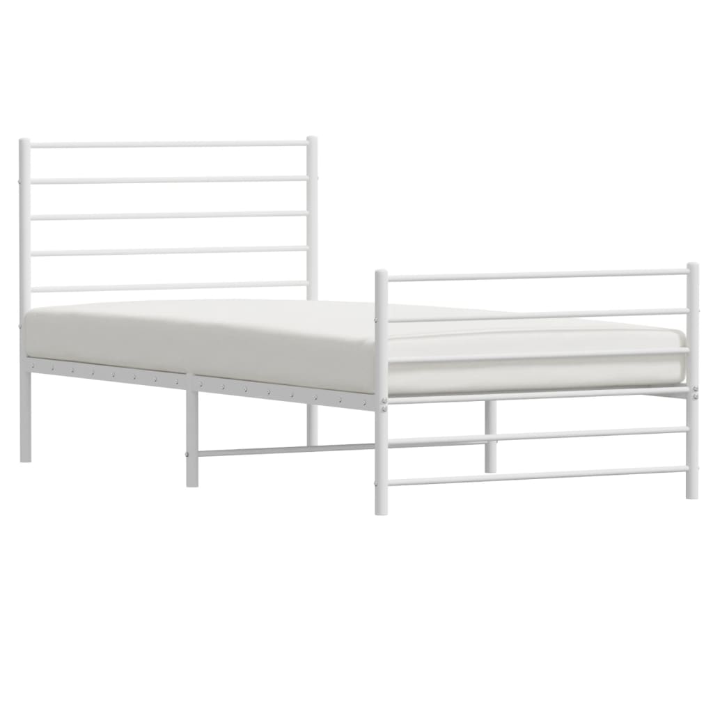 Estrutura de cama com cabeceira e pés 107x203 cm metal branco