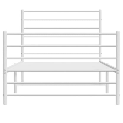 Estrutura de cama com cabeceira e pés 107x203 cm metal branco