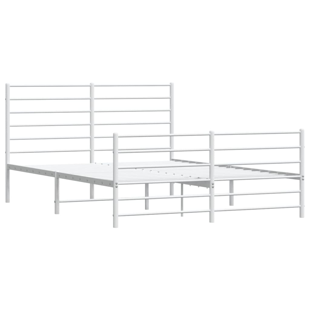 Estrutura de cama com cabeceira e pés 120x190 cm metal branco