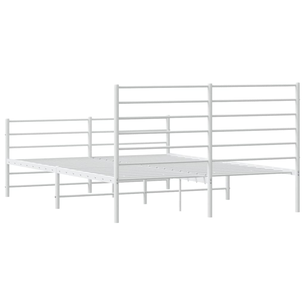 Estrutura de cama com cabeceira e pés 120x190 cm metal branco