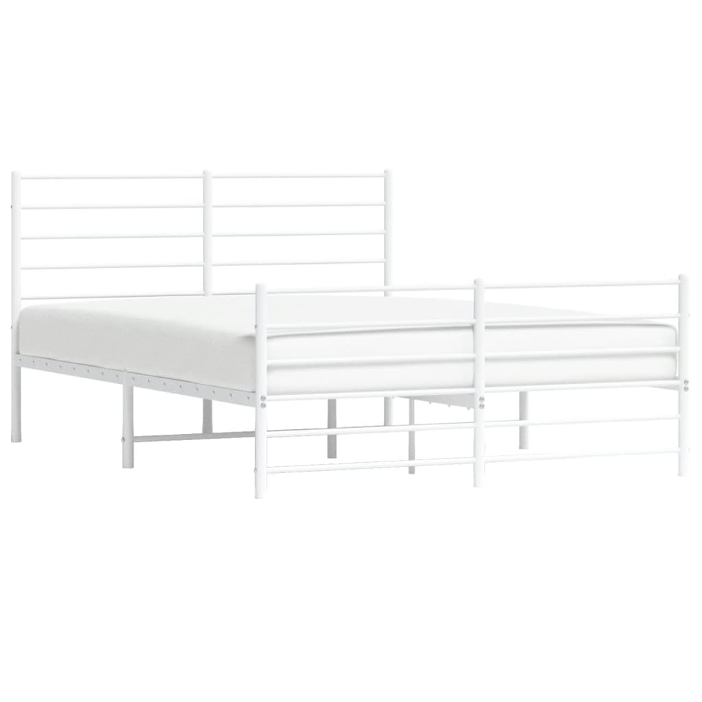 Estrutura de cama com cabeceira e pés 120x200 cm metal branco