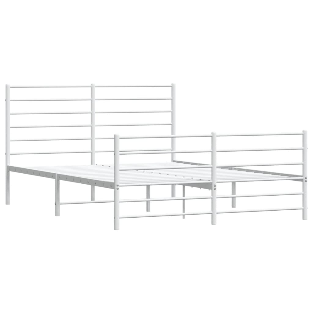 Estrutura de cama com cabeceira e pés 120x200 cm metal branco