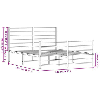 Estrutura de cama com cabeceira e pés 120x200 cm metal branco