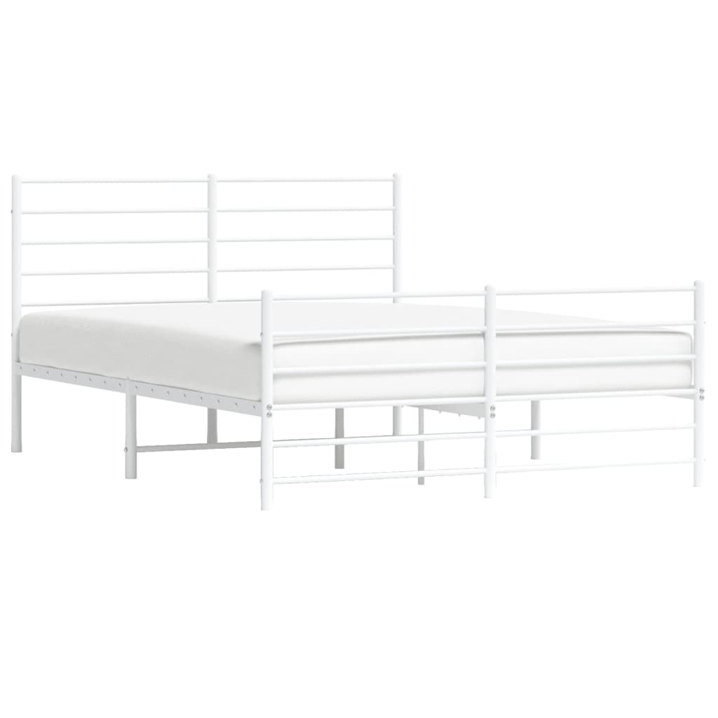 Estrutura de cama com cabeceira e pés 135x190 cm metal branco