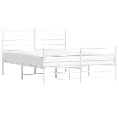 Estrutura de cama com cabeceira e pés 140x190 cm metal branco