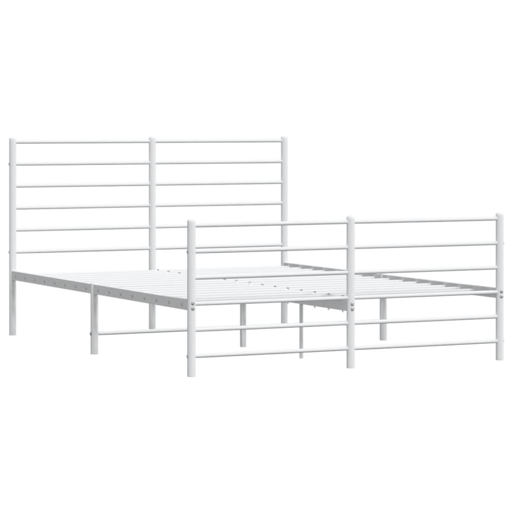 Estrutura de cama com cabeceira e pés 140x190 cm metal branco