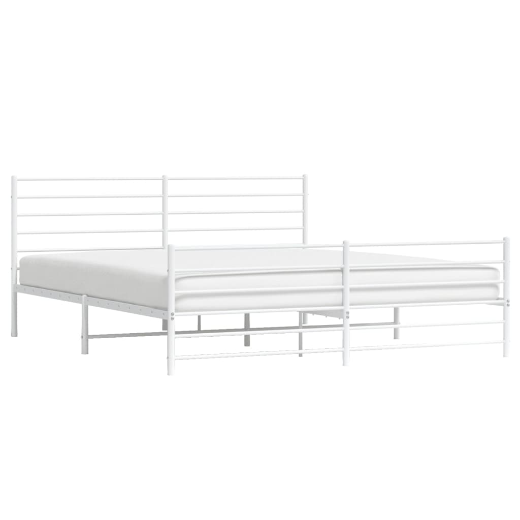 Estrutura de cama com cabeceira e pés 180x200 cm metal branco