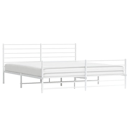 Estrutura de cama com cabeceira e pés 180x200 cm metal branco