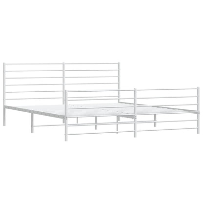 Estrutura de cama com cabeceira e pés 180x200 cm metal branco