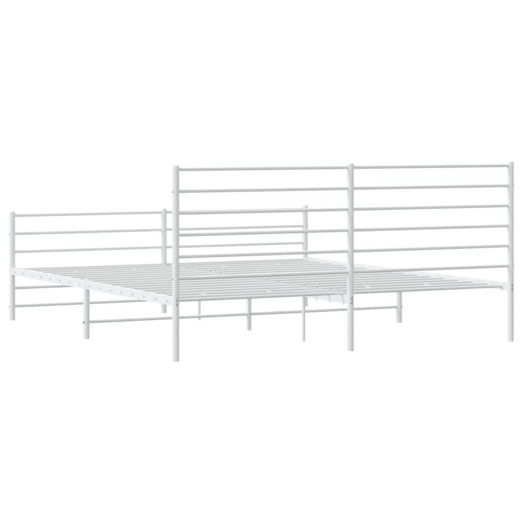 Estrutura de cama com cabeceira e pés 180x200 cm metal branco