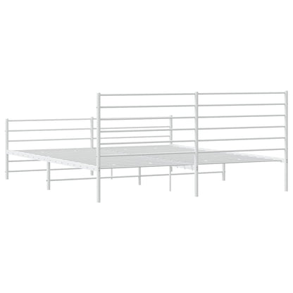 Estrutura de cama com cabeceira e pés 180x200 cm metal branco