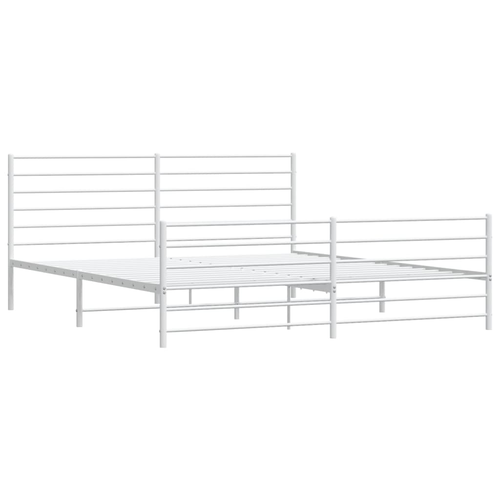 Estrutura de cama com cabeceira e pés 200x200 cm metal branco