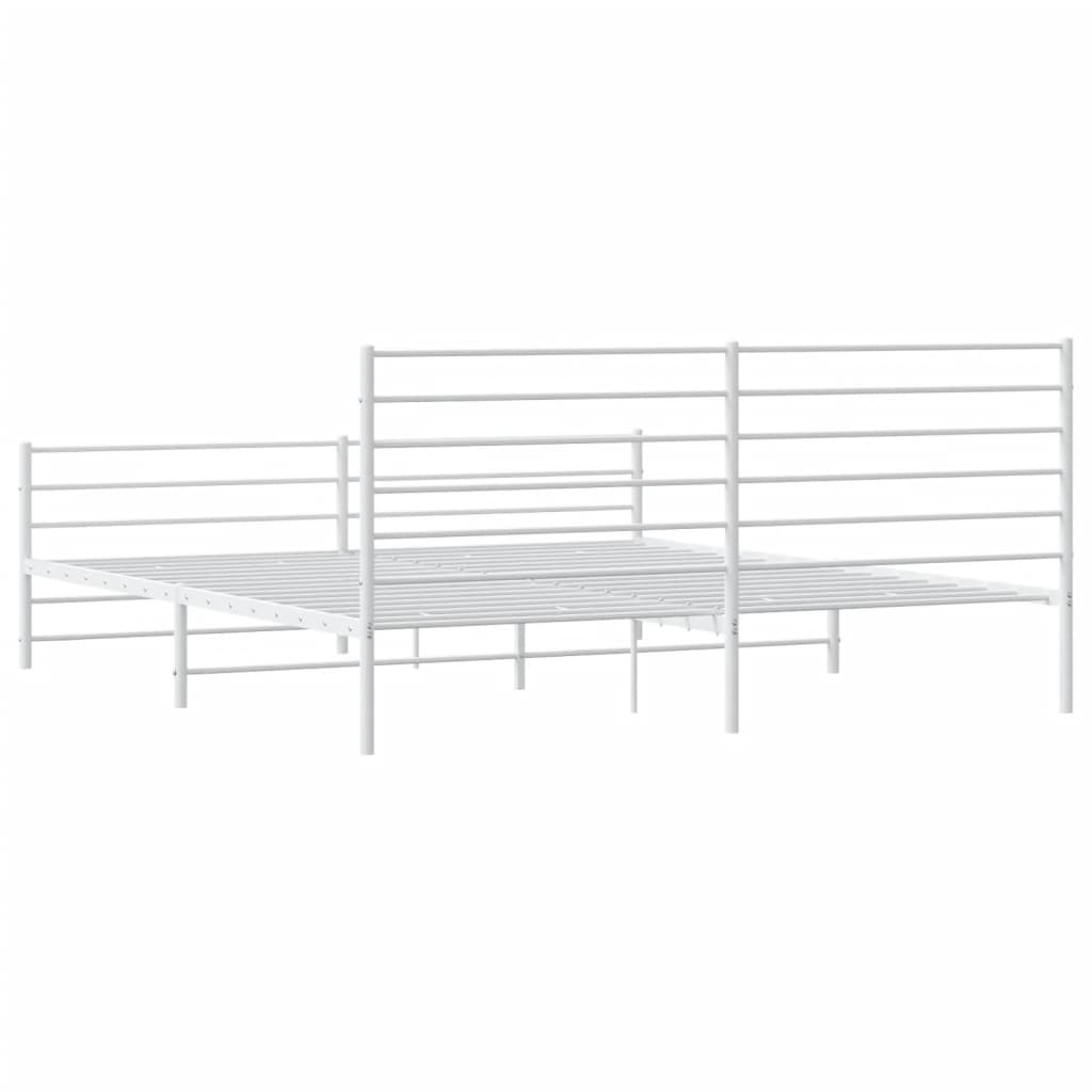 Estrutura de cama com cabeceira e pés 200x200 cm metal branco