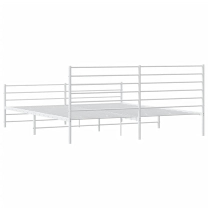 Estrutura de cama com cabeceira e pés 200x200 cm metal branco