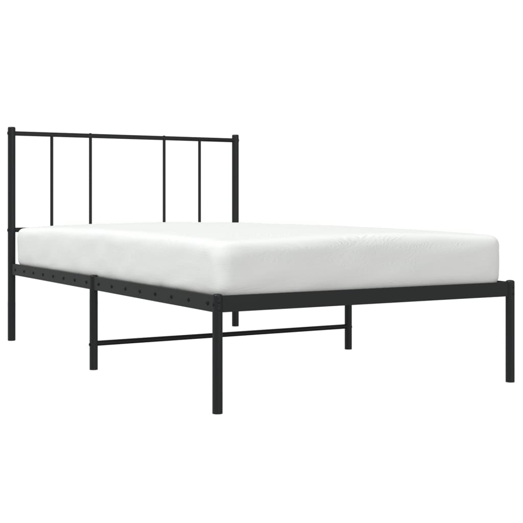 Estrutura de cama com cabeceira 75x190 cm metal preto