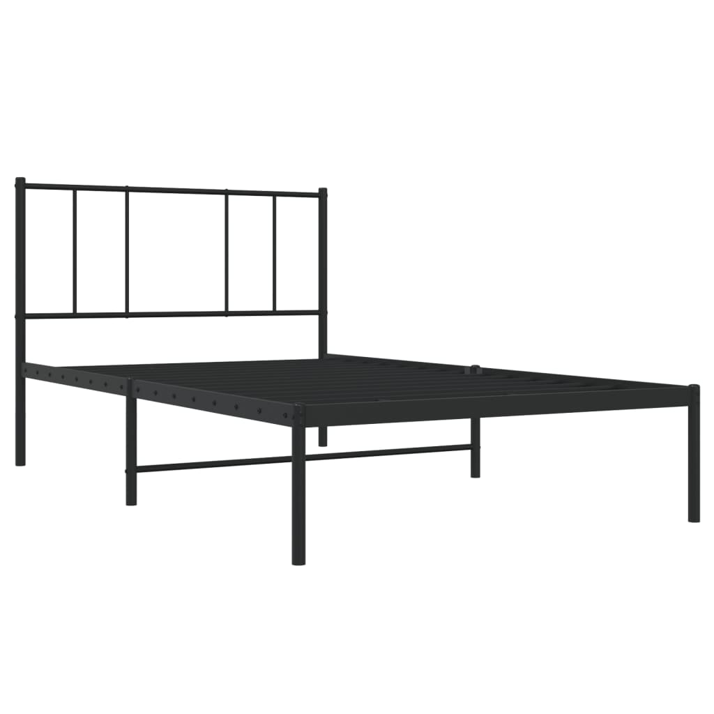 Estrutura de cama com cabeceira 75x190 cm metal preto